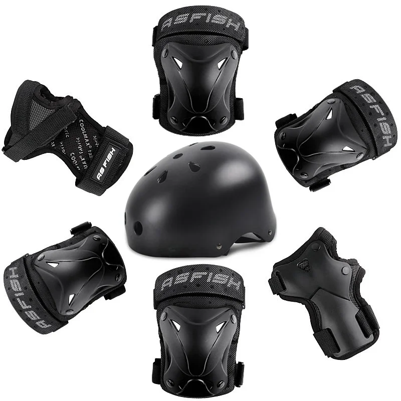 Roller Skating Protective Gear Set Elbow Knee Wrist Pads Helmet Hip Protector Children Adults Outdoor Riding Skateboard Ice Sports