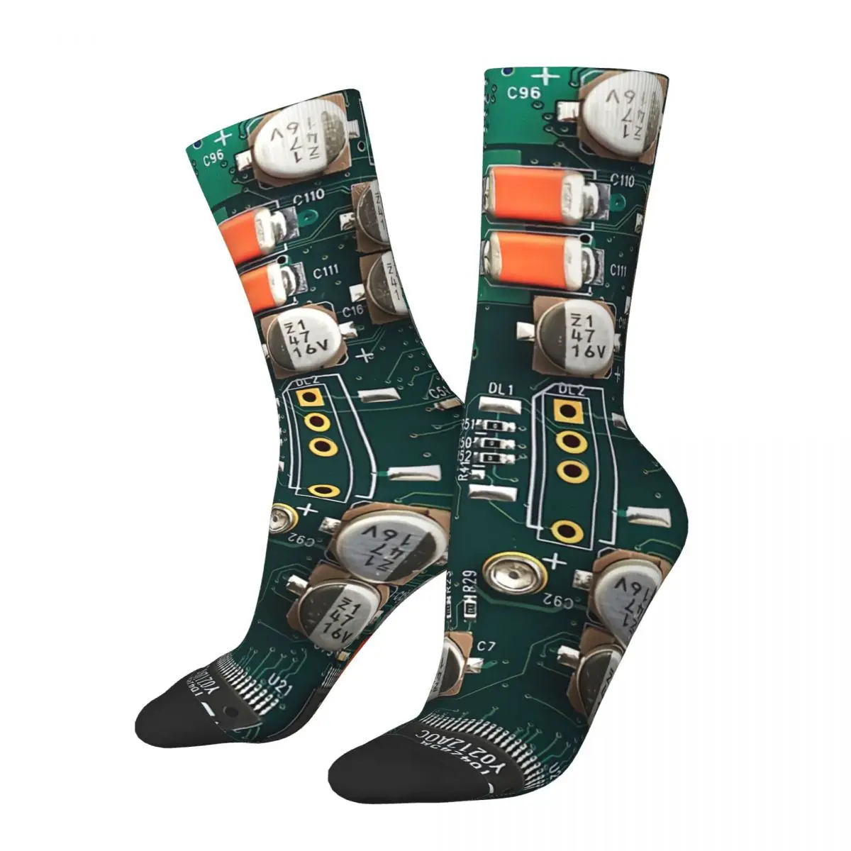 

Circuit Board Happy Men's Socks Retro Coding Geek Developer CPU Harajuku Crazy Crew Sock Gift Pattern Printed
