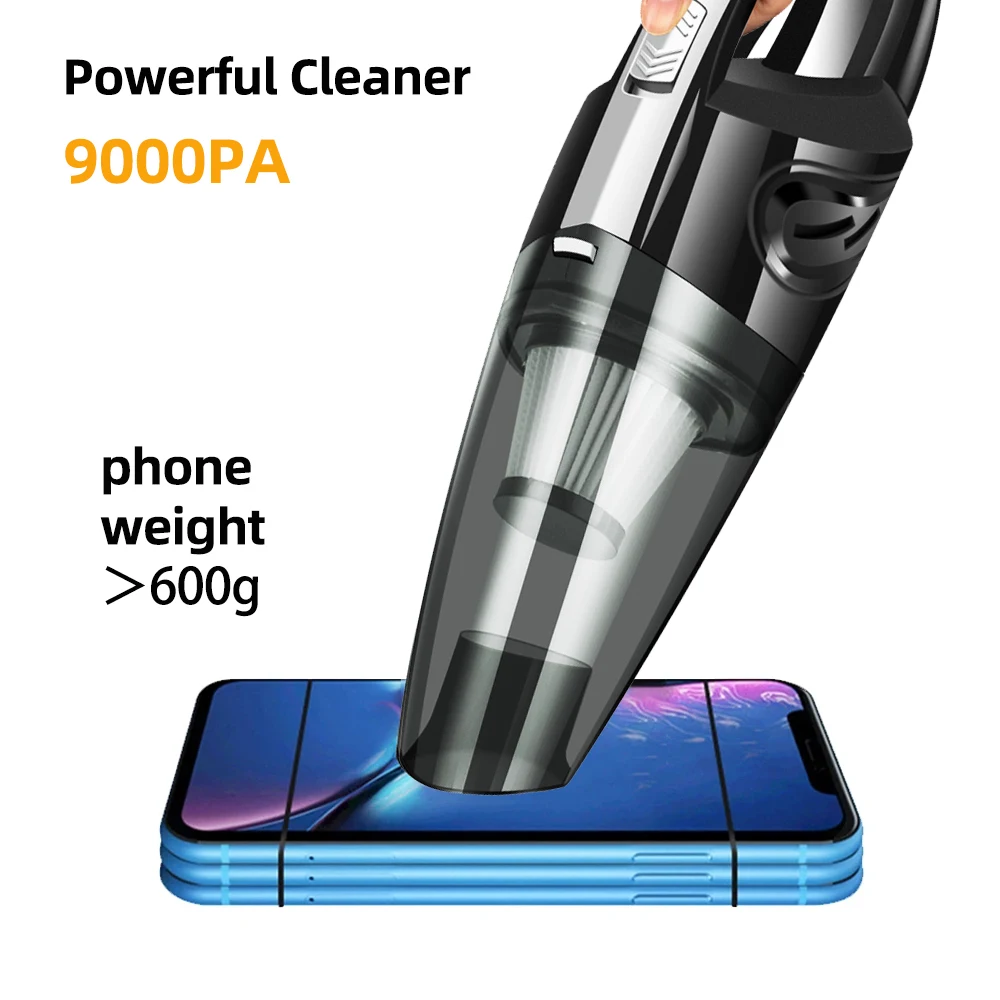 

9000PA Portable Car Wireless Vacuum Cleaner Powerful Cyclone Suction Handheld Cordless Auto Vacuum Clean With Built-in Battrery