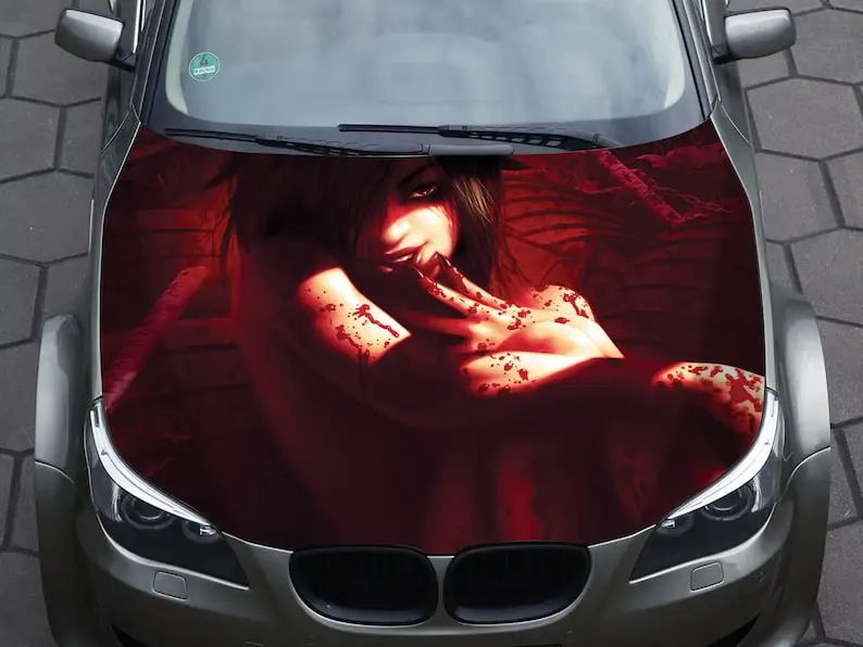 

Car hood wrap decal, vinyl, sticker, graphic, truck decal, truck graphic, bonnet wrap decal, skull, f150, blood, demon,