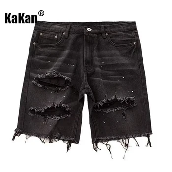 Kakan-남성용 고민 데님 반바지, 한국 청소년 인기 슬림핏, 스몰 레그 쿼터 팬츠, K58-DK322 청바지, 여름 신상