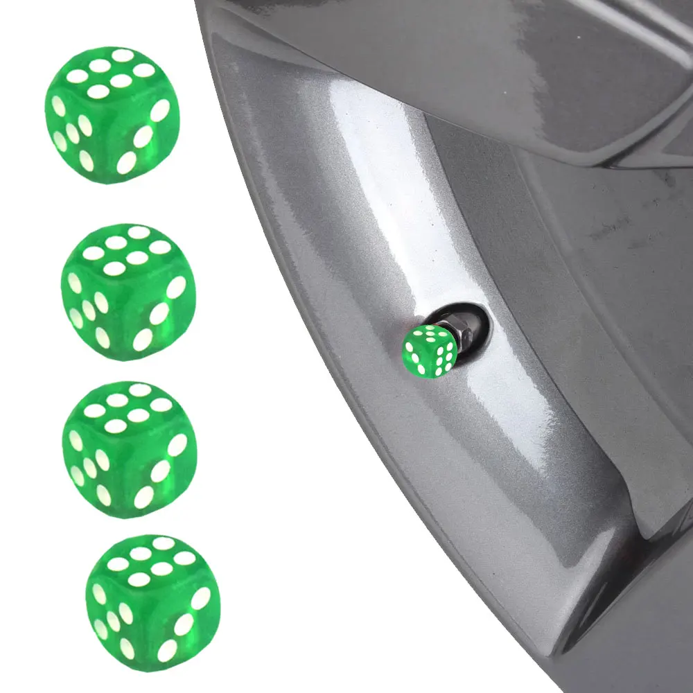 

4x Car Tire Valve Modification Cover Green Valve Stem Tire Caps Auto Universal Interior Accessories Gadgets Luminous Car Gadgets