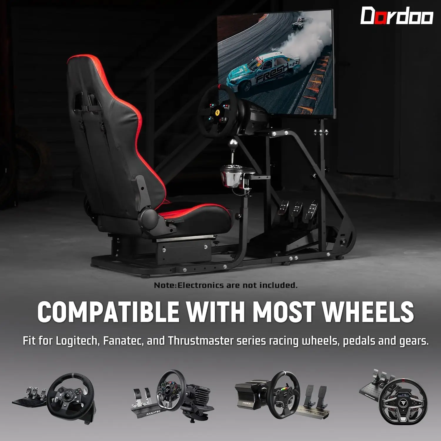G923 Sim Cockpit, Red Seat, Fit Logitech/Thrust G25-920/T150/300, No Wheel/Pedal/Shift/Monitor,Racing Simulator Cockpit 3