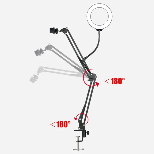 Overhead Tripod for Phone with Ring Light Desktop Cellphone Bracket for Video Shooting Table Mobile Mount for Filming Recording 3