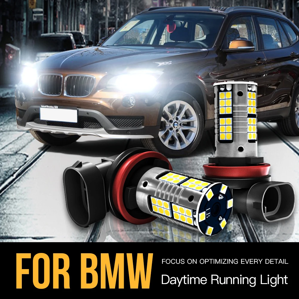 

Светодиодсветодиодный дневные ходовые огни H8 Canbus без ошибок, лампа DRL для BMW X1 E84 X5 E70 2007 2008 2009 2010 X6 E71 E72 Z4 E89, 2 шт.