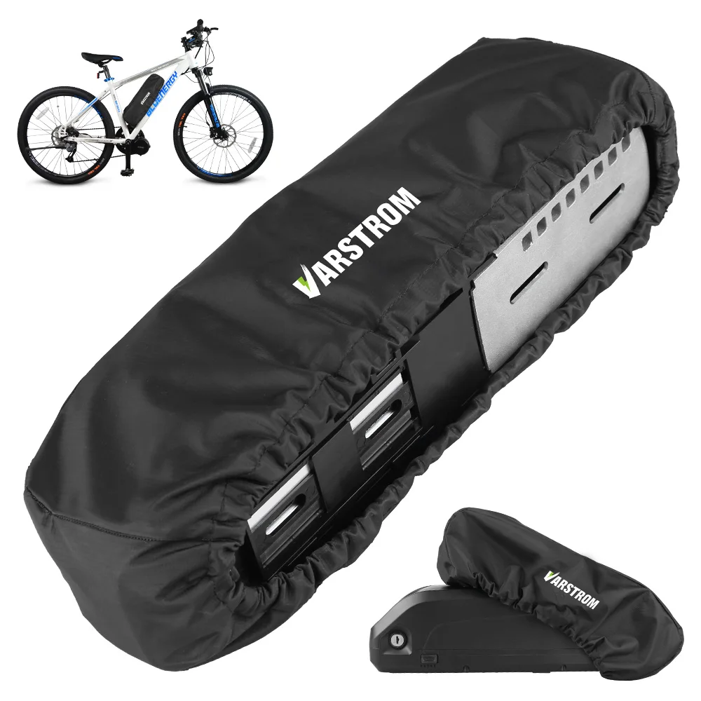 Varstrom waterproof and anti-mud ebike battery protective cover installed on a Hailong downtube battery