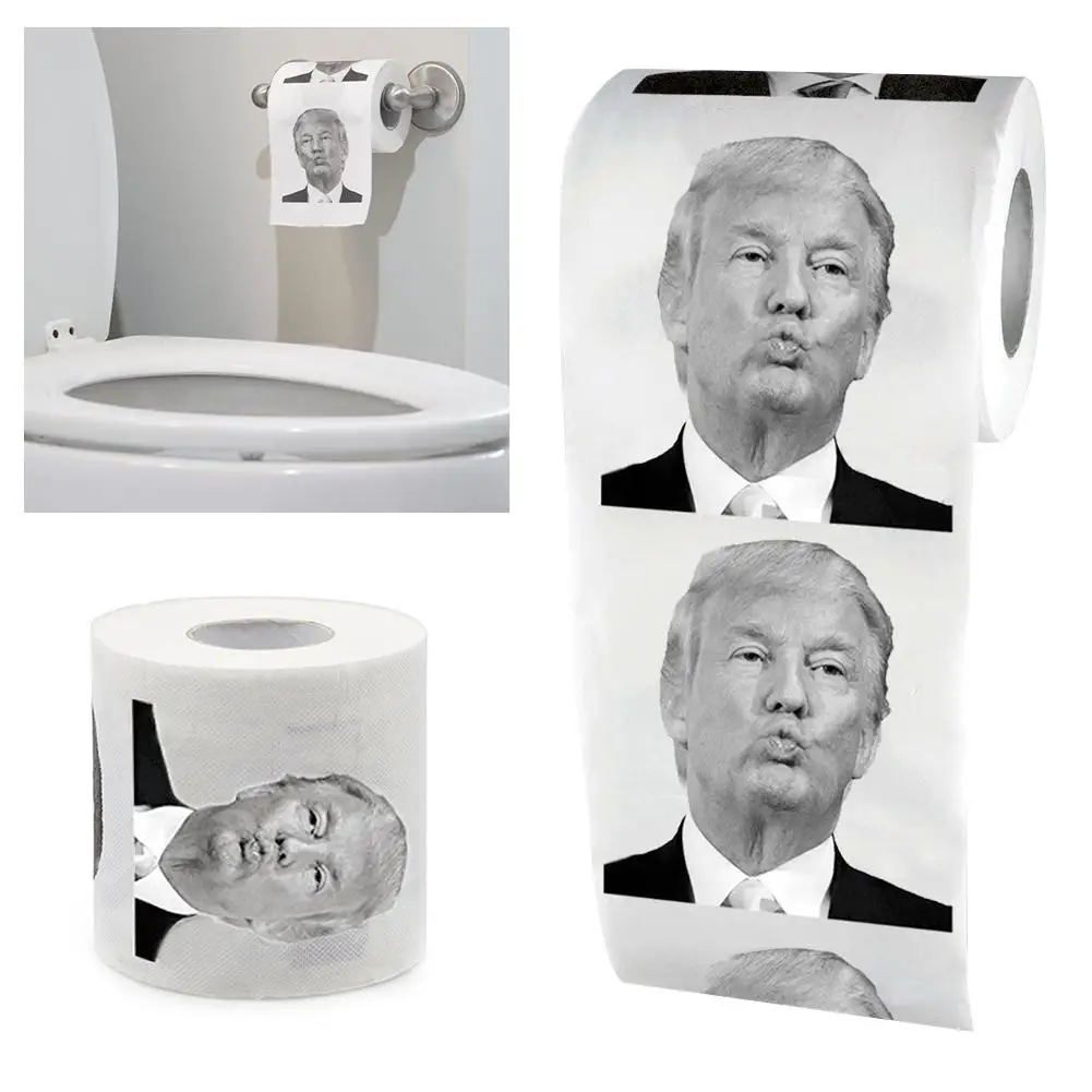 Humor Toiletily Paper Trump Creative Funny Toiletily Paper Pure Wood Pulp Non-fading No Scaling Nontoxic Dustless Bathroom Toilet Paper