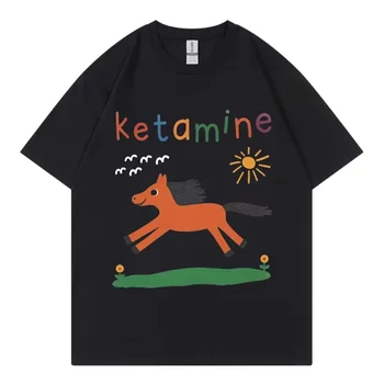 Funny Ketamine Horse Meme T-shirt Men Women Clothing Harajuku Y2k Short Sleeve T Shirts Summer Fashion Casual Cotton T-shirts 1