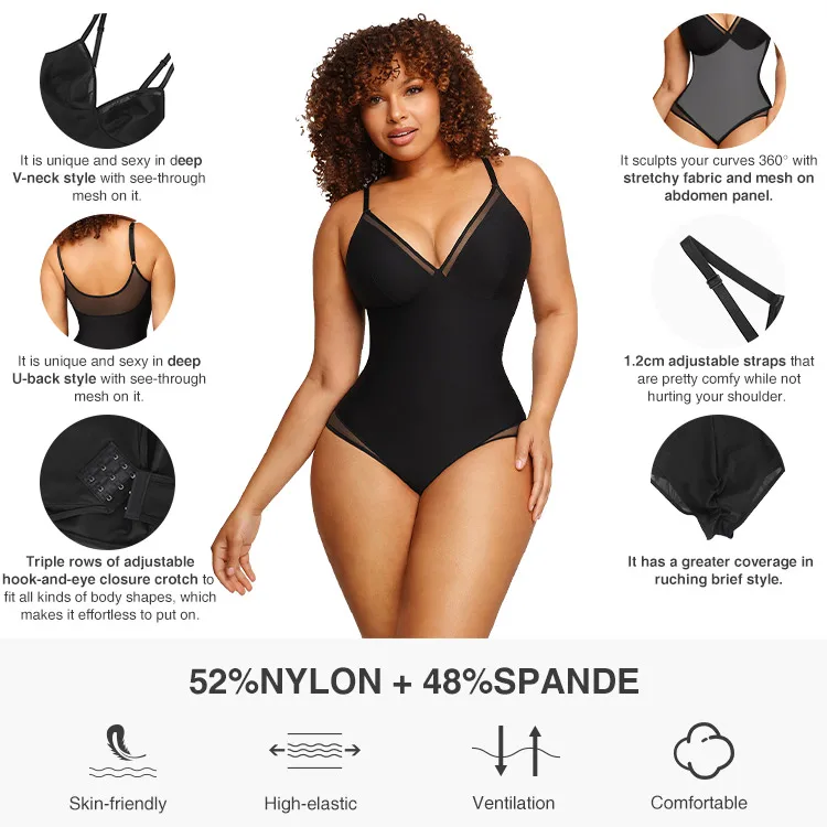 Women V Neck Seamless Bodysuit Shapewear