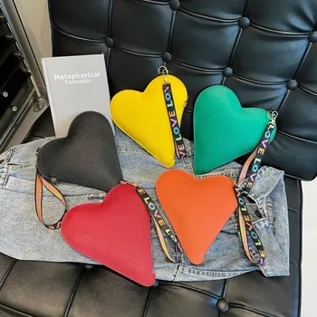 Portamonete in PU Borsa da donna alla moda Portafogli da donna Nuova borsa a forma di cuore Borsa con cerniera Pochette da polso Borsa portatile Moda