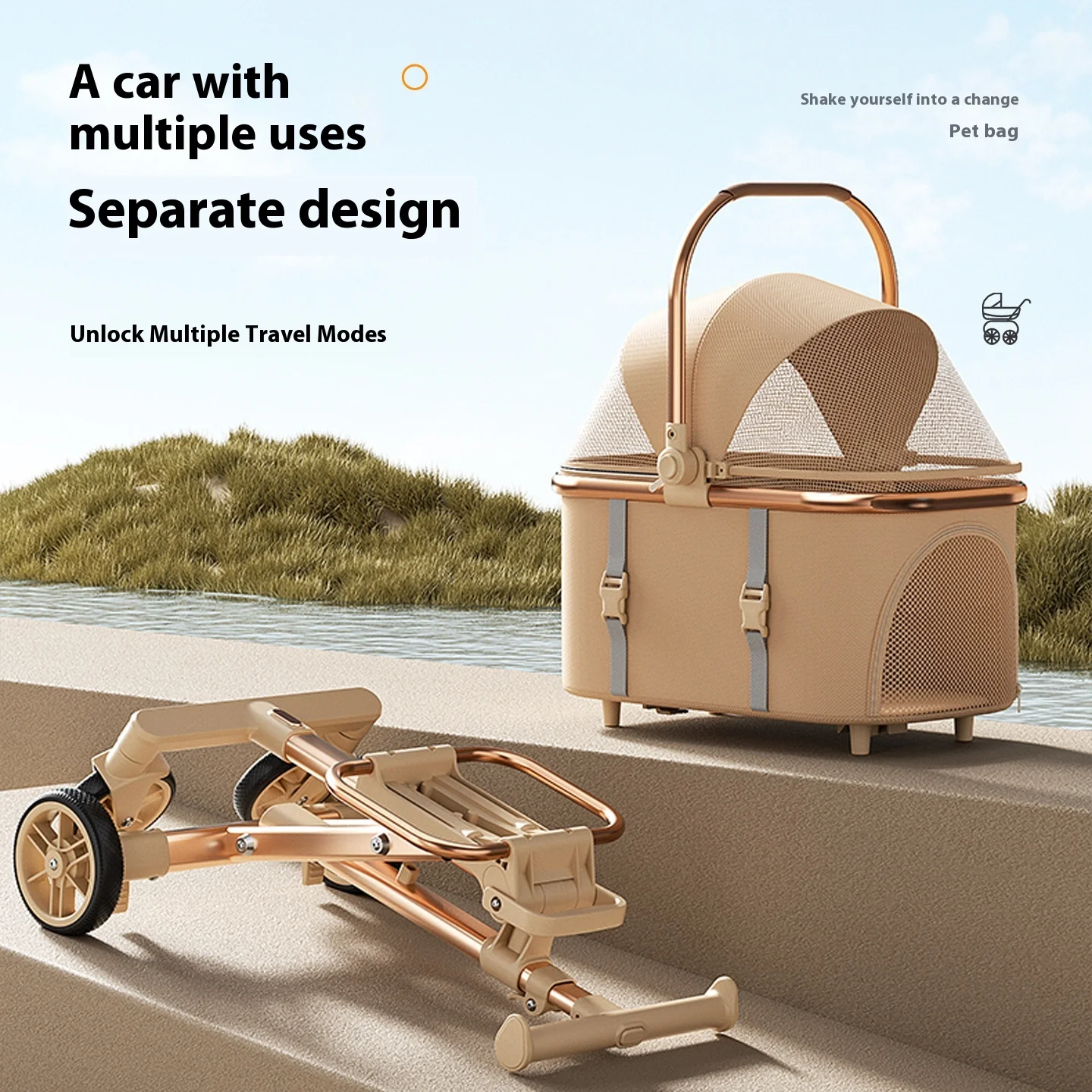 Expandable Foldable Pet Stroller 3