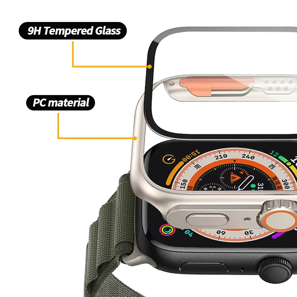 Ultra Protective Apple Watch Glass + Case Screen Protector with PC Cover