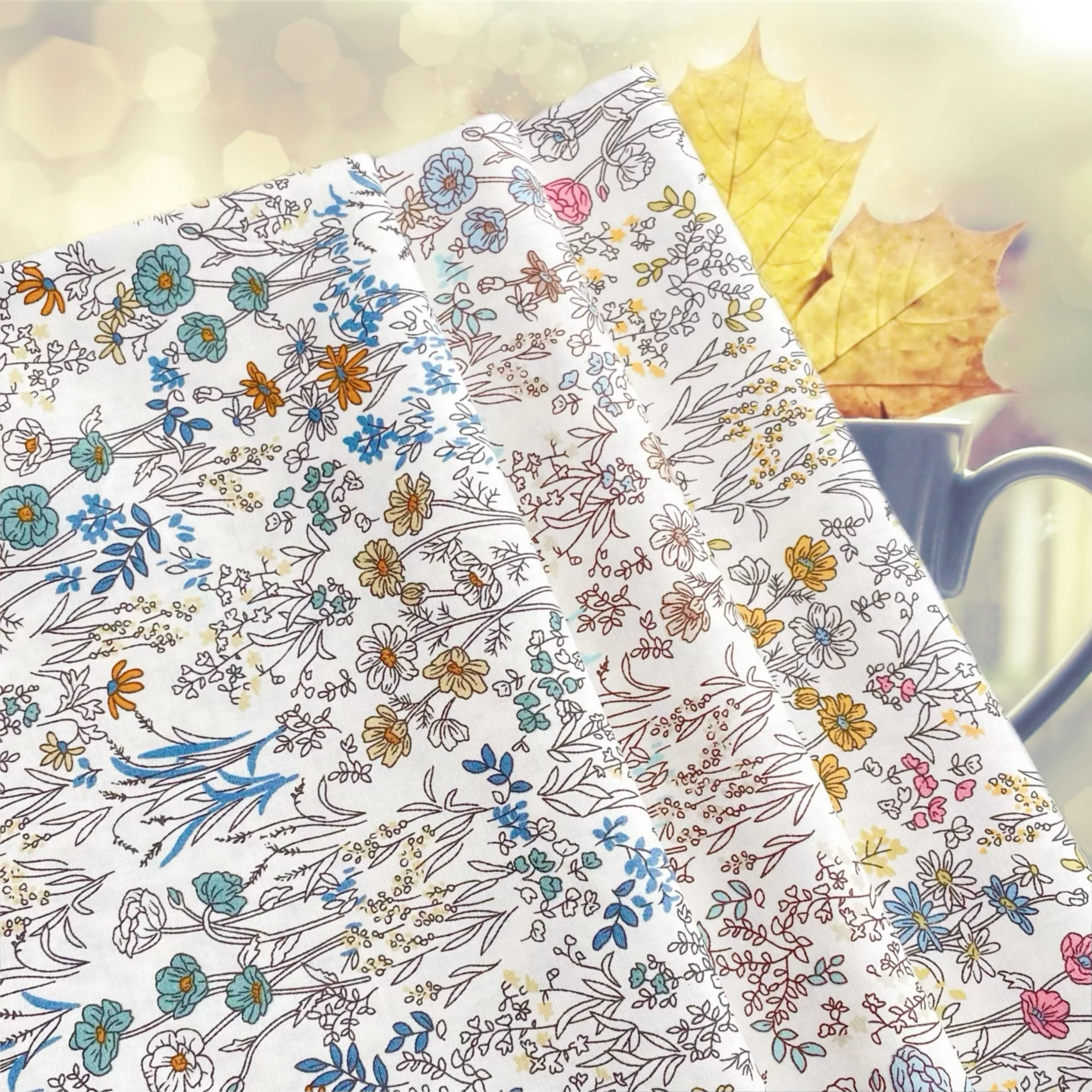 Betsy Plant Floral 100% Cotton Poplin Like Liberty Fabric Digital Printing for Sewing Cloth Dresses Skirt Kids DlY Designer cotton fabric cotton poplin fabric
