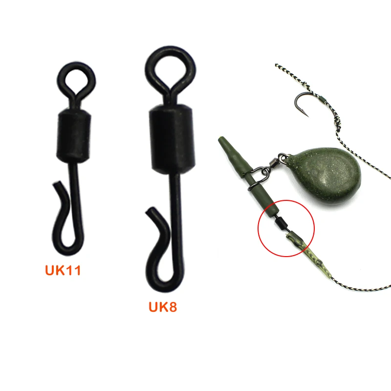 20 Pezzi Accessori Per La Pesca Alla Carpa Taglia Uk8/11 Maglie Con Cappuccio A Cambio Rapido Pesca Alla Carpa Girevole Hiar Chod Rig Per Attrezzatura