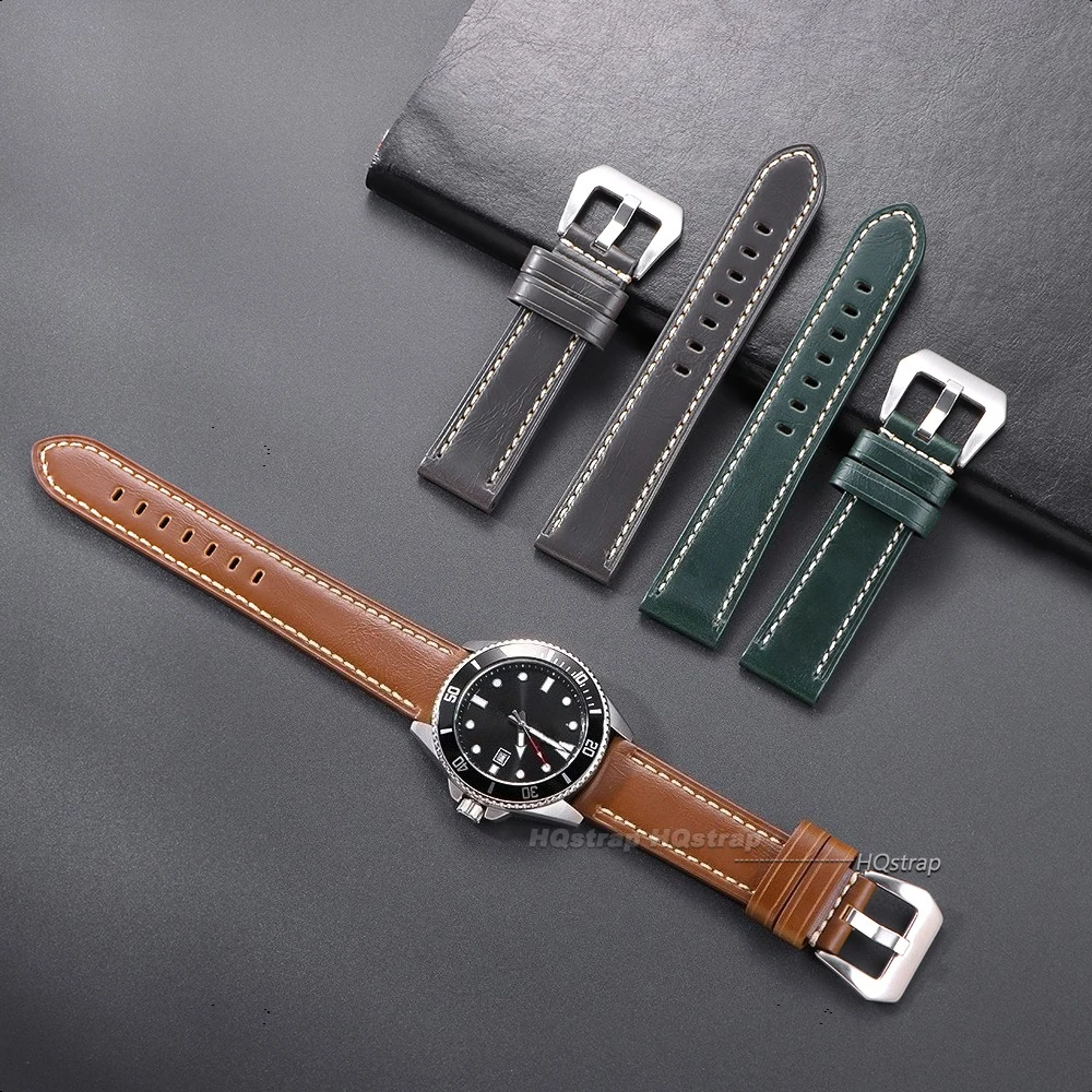 Handcrafted Crazy Horse Leather Watch Strap - Black, Blue, Brown Options