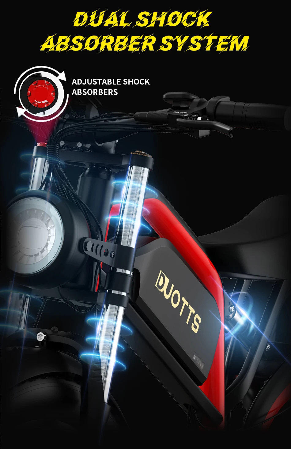 DUOTTS N26 Erwachsenen-Elektrofahrrad Doppelmotor 48V20AH Akku 26*4,0 Zoll Breitreifen E-Bike – Detail 5