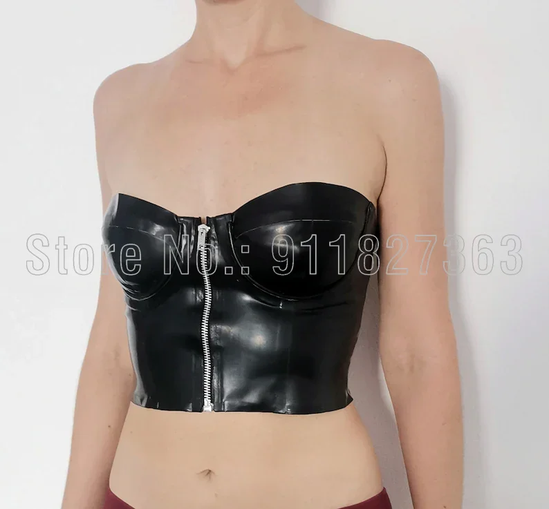 Sexy Silver Unisex Latex Rubber Corset Shaper Corsage Steel Bone