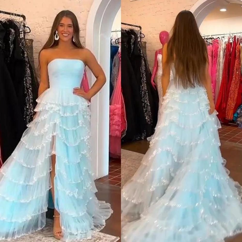 Tulle Tiered Celebrity Ball Gown Strapless Bespoke Occasion  Long es