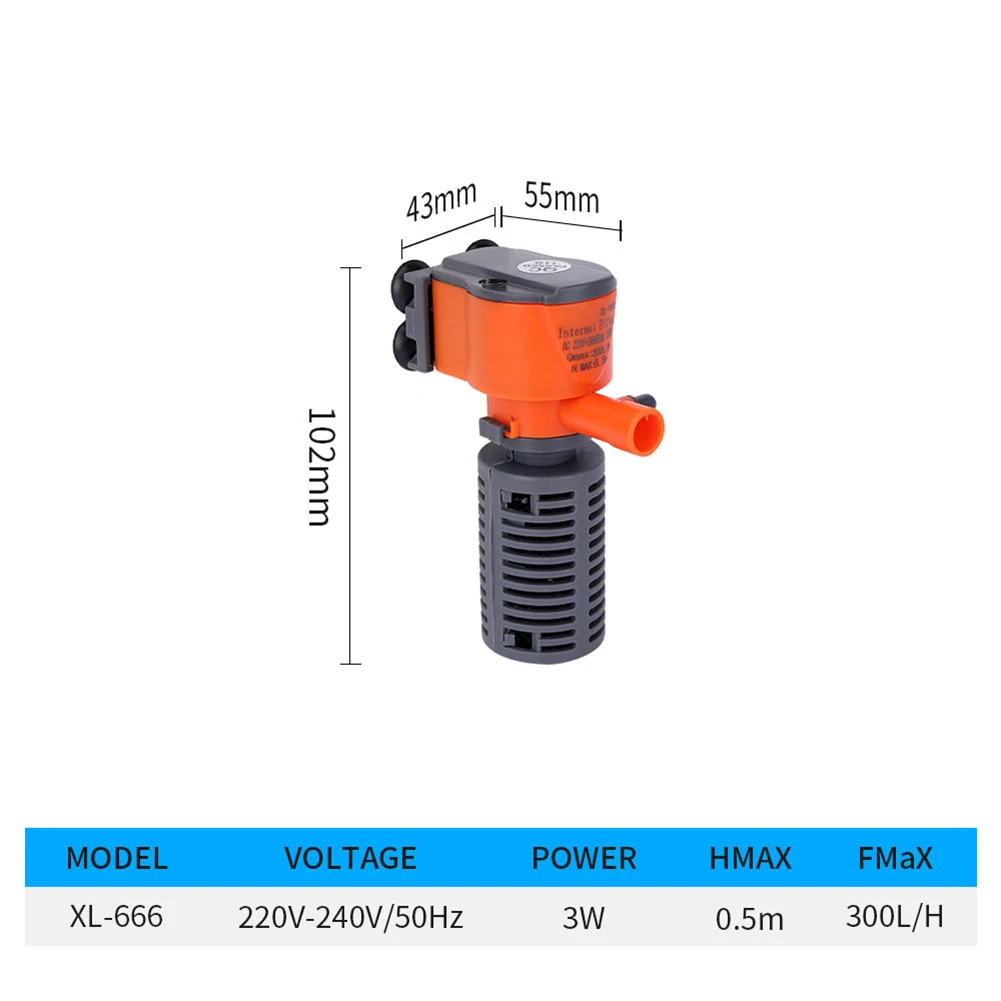 3 in 1 Silent Aeration Water Purifier Internal Pump Submersible Aquarium Filter Oxygen Submersible Water Purifier Wave Maker