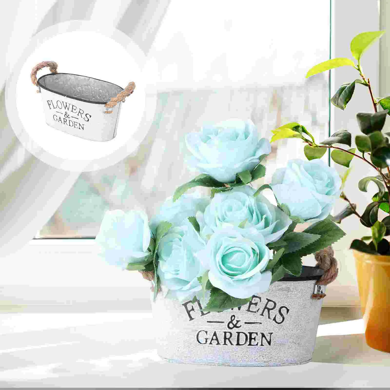 

Creative Flower Vase Can Rustic Iron Metal Jug Pitcher Tin Bucket Watering Can Shape Portable Pot for Home Wedding Party Decor