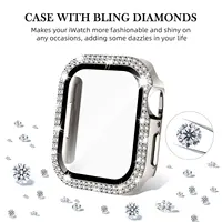 Coque en verre et diamant pour Apple Watch, 46mm 40mm 44mm 41mm 42mm 45mm, protection antichoc brillante, iWatch série 11 10 9 SE 7 8 5