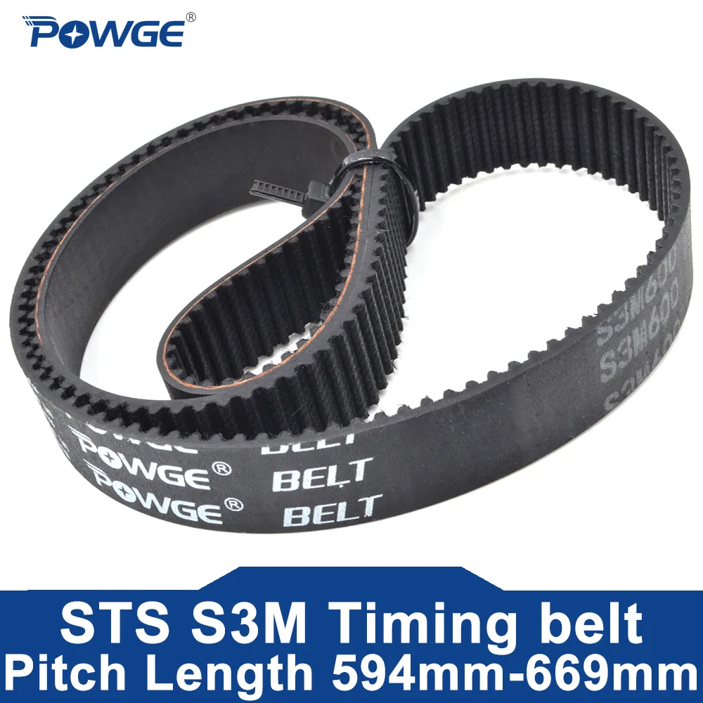 

POWGE STD S3M Timing belt Lp=594 597 600 603 606 609 612 621 624 627 630 633 636 642 645 648 651 657 660 669 Width 6-25mm Rubber