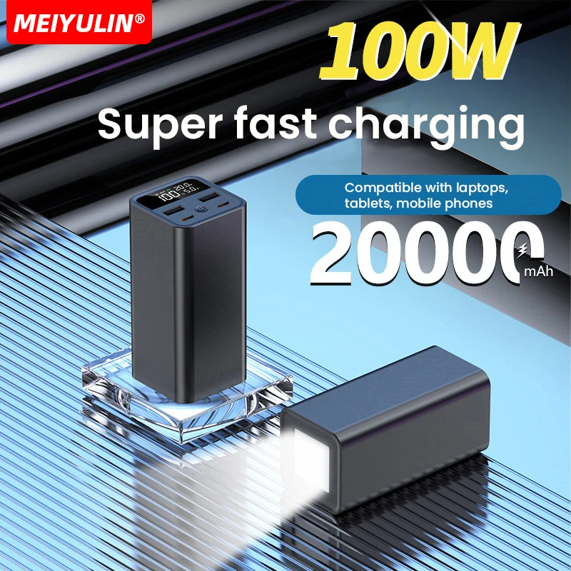 

100W Super Fast Charger 20000mAh Large Capacity Power Bank USB C PD Fast Charging Spare Battery for iPhone Samsung Xiaomi Laptop