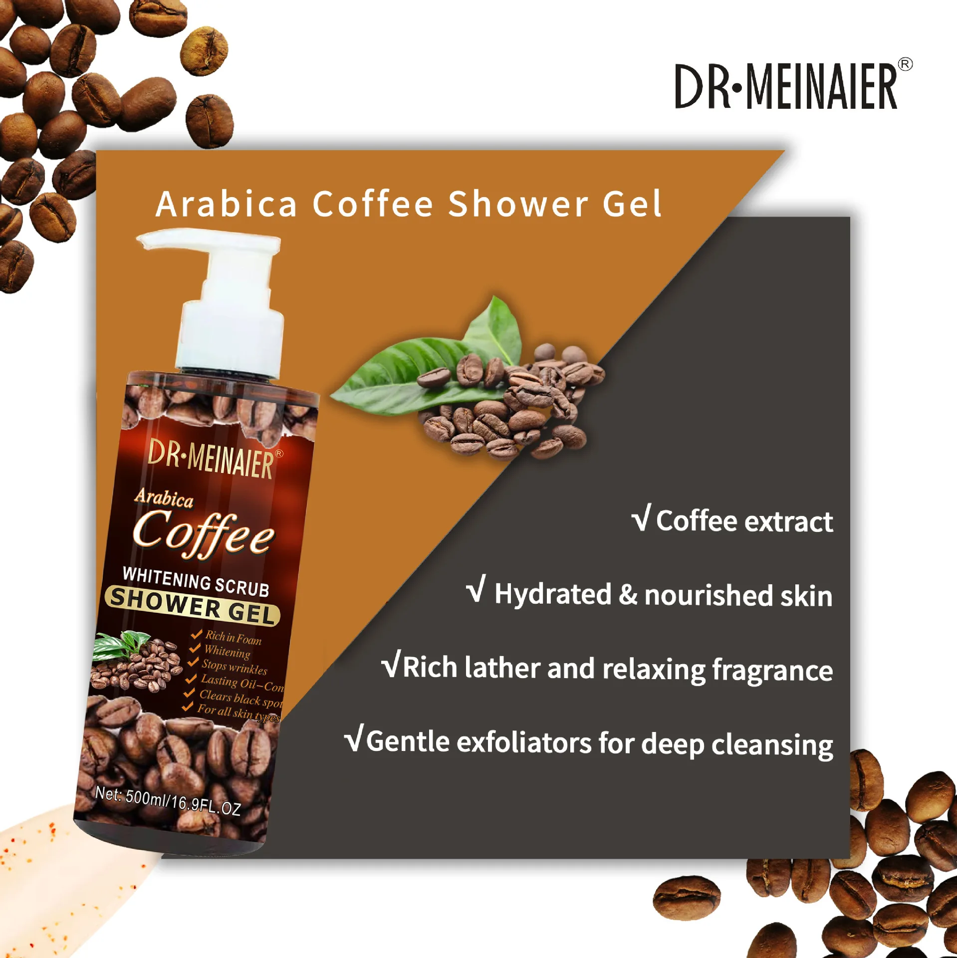 Coffee Matte Shower Gel Brightens and Moisturizes Bubble Shower Gel Remove Chicken Skin, Smooth Skin, Control Oil, Exfoliate
