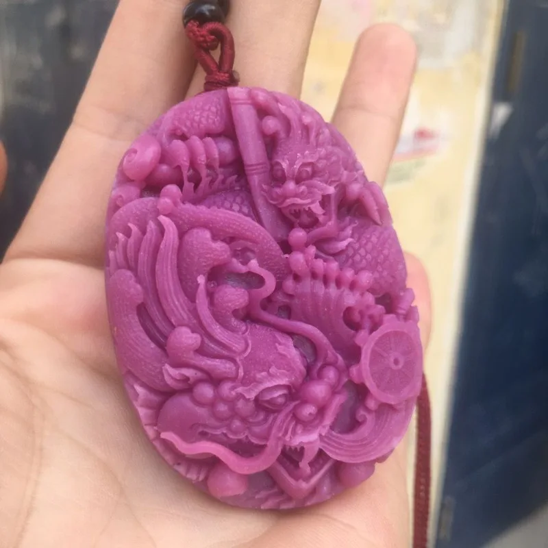 Natural Ziyun Mother Sugilite Palace Wind Business Xinglong Pen Chenglong Women's Sweater Chain Pendant