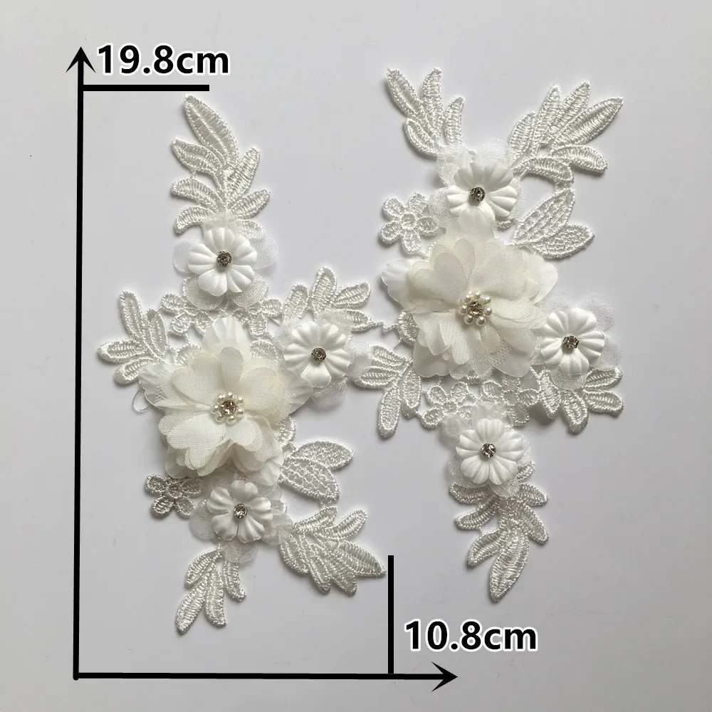 3D three-dimensional flower decoration pearl rhinestone embroidery DIY clothing craft supplies accessories Black and white