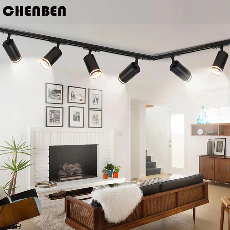 GU10 Led Track Lights Ceiling Spot Light for Living Room Kitchen Shop Decor 110V 220V Full Set Rail Line