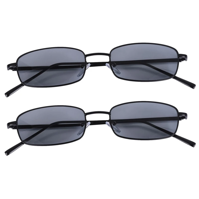

Солнечные очки в прямоугольной оправе S8004 для мужчин и женщин, винтажные маленькие солнцезащитные аксессуары в стиле ретро, в чёрной оправе, серого цвета, 2 шт.