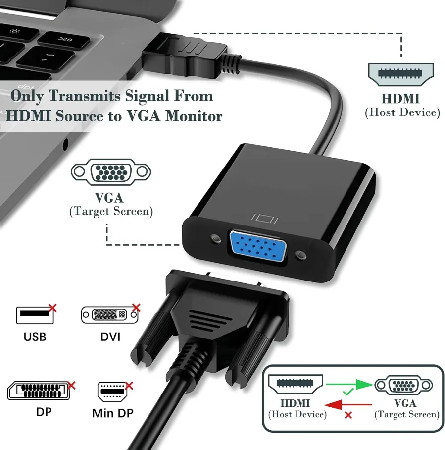 1080P HDMI-compatible to VGA Adapter Cable Digital to Analog Converter For Xbox
