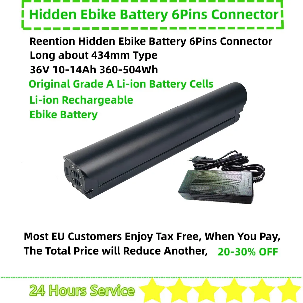 Reention Hidden Bike Frame Ebike Battery 36V 10Ah 10.4Ah 11.6Ah 12.8Ah