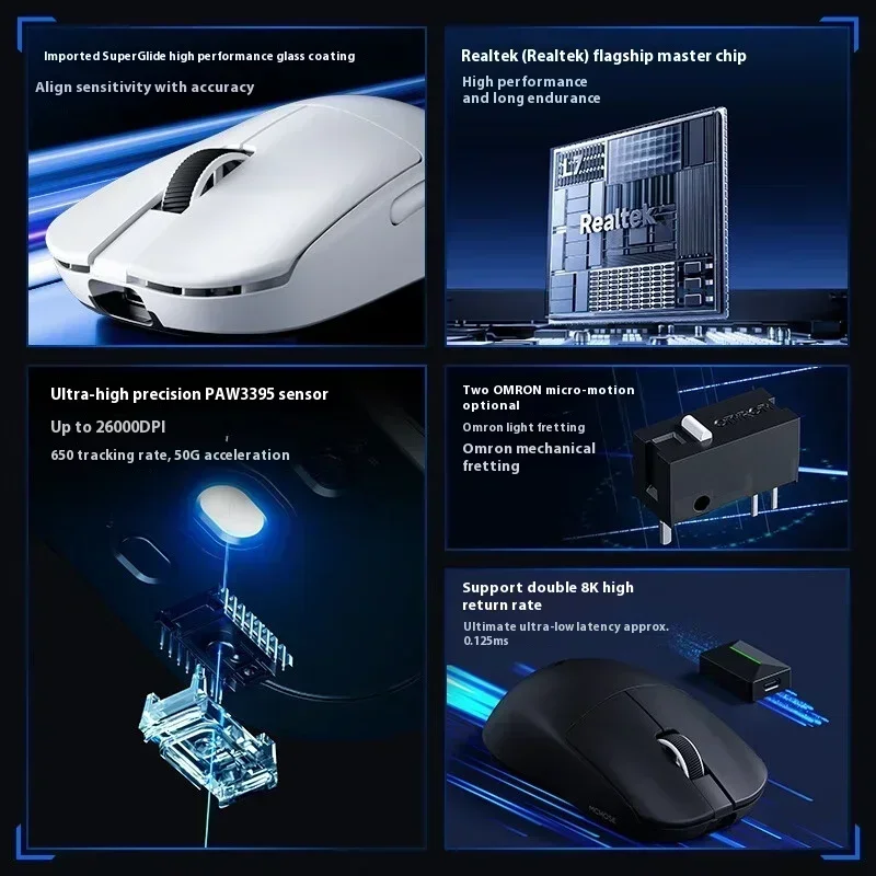 Wireless Gaming Mouse MCHOSE L7 Ultra Pro PAW3395 8K Three Mode 2.4g Lightweight E-sports PC Mouse Ergonomics Accessories gaming mouse wireless mouse wireless gaming mouse ergonomic mouse