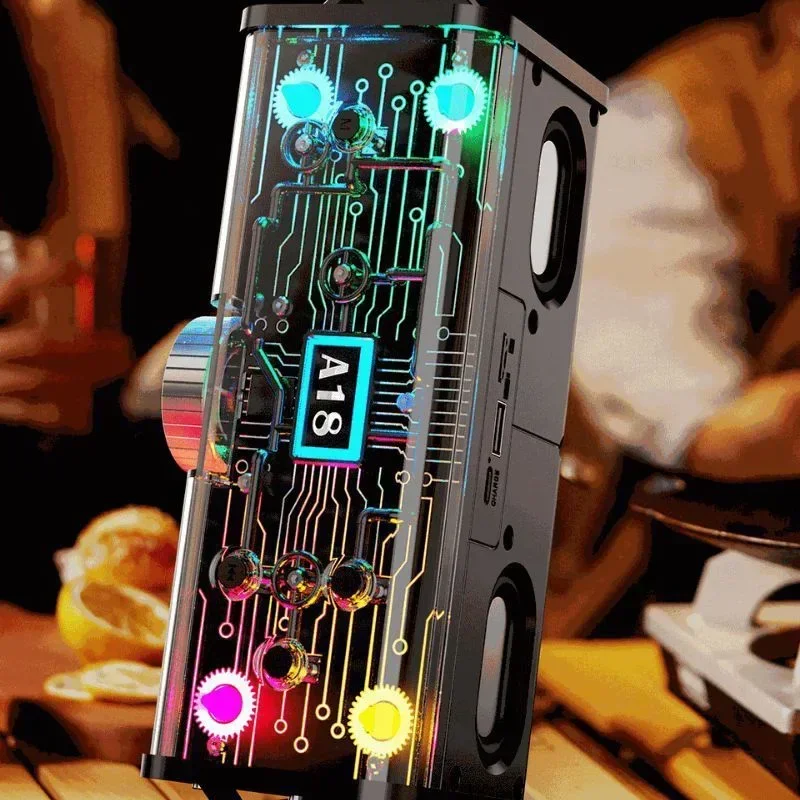 Transparent Bluetooth Speaker Adjustable Breathing Light LED TF Card Audio Mechanical Subwoofer Multi-function Sound Bar Boombox