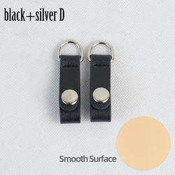 Premium Faux Leather Strap Clip Closure Attachment - Elegant Hook Clips (Black silverD(smooth)