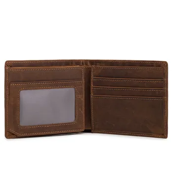 6003 Portafoglio da uomo in pelle casual retrò, pelle bovina con strato superiore, portafoglio in pelle di cavallo pazzo, borsa per carte multifunzionale alla moda