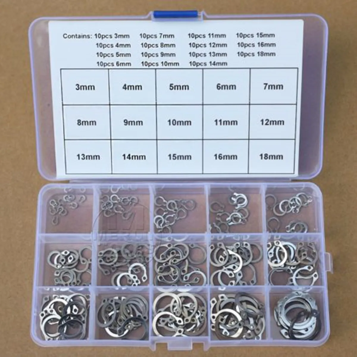 150Pcs 3mm - 18mm Stainless Steel External Circlip Retaining Ring Snap Kit | Обустройство дома