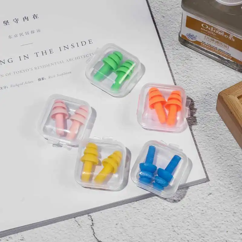 5Pairs Adults Waterproof Silicone Swimming Ear Plugs Box Packed Earplug For Surfing Diving and Students Learning Swimming 2