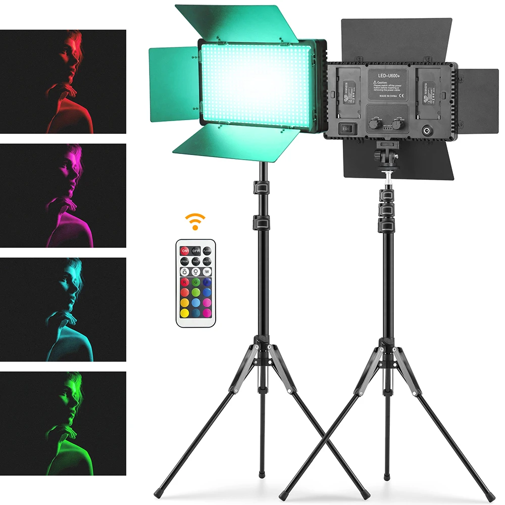 

RGB LED Video Light Photography Studio Lamp DSLR Fill Lighting Dimmable 3200K-5600K Bi-Color Panel Light With Tripod For Youtube