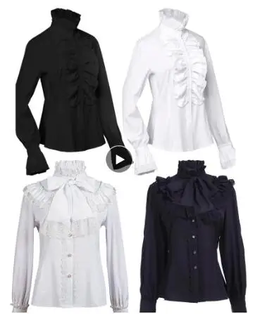 Camicetta Vittoriana Donna Con Pizzo - Maniche Lunghe, Stile Vintage Lolita, Elegante - Foto 6