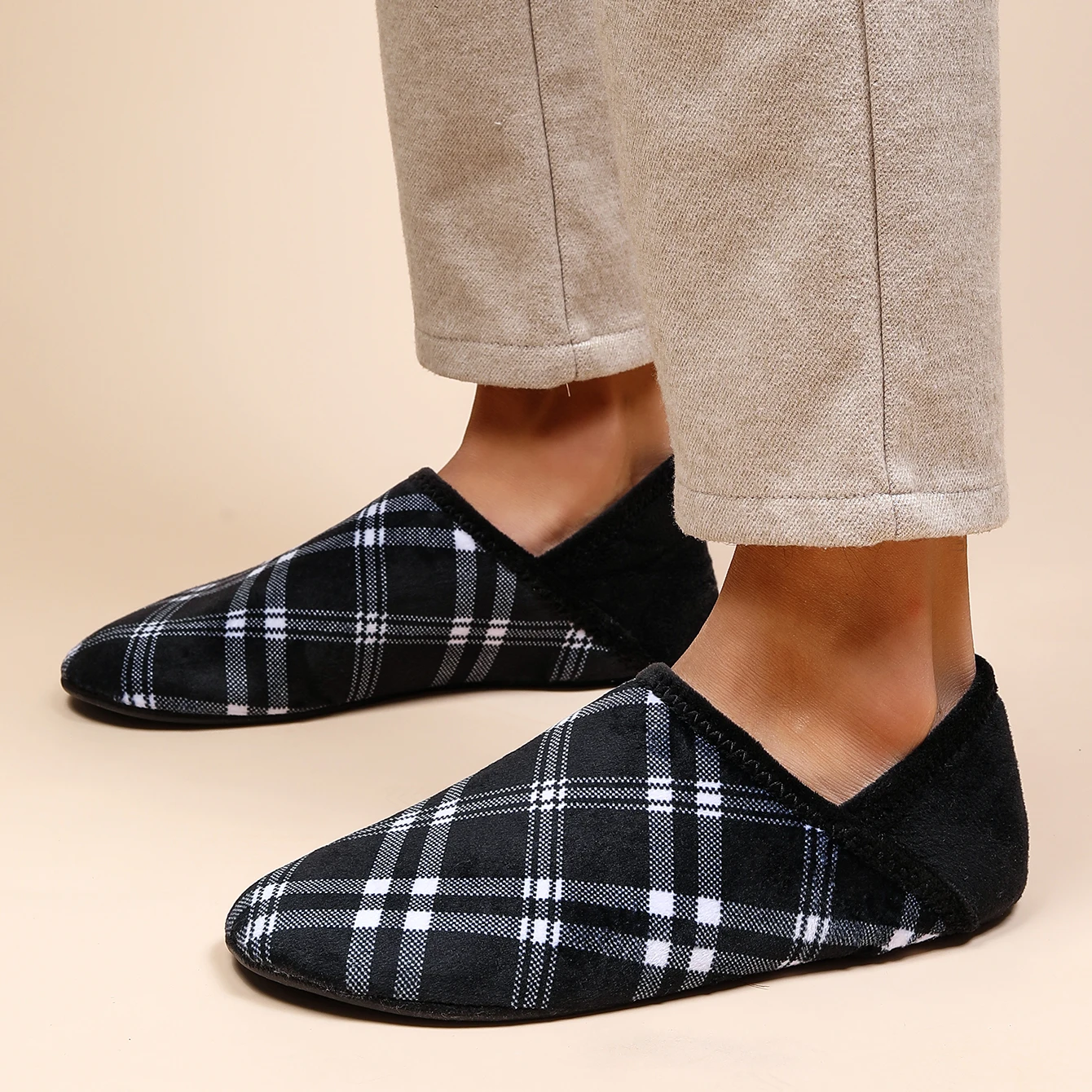 Indoor cotton men's casual soft-soled non-slip lightweight slippers