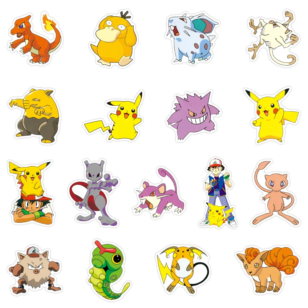 100Pcs Anime kawaii Pokemon Stickers Kawaii Pikachu Skateboard Bicycle  Guitar Laptop Kids Waterproof Stiker Toys| | - AliExpress