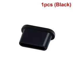 Silicone Type - C USB Dust Plug Charging Port Protector Cover 10 - Pack (1PCS Black)