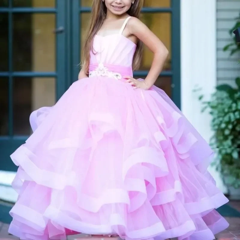 

Flower Girl Dress Exquisite Floor-Length Sweetheart Sleeveless Baby Girl Wedding Princess Birthday Party First Communion Gown