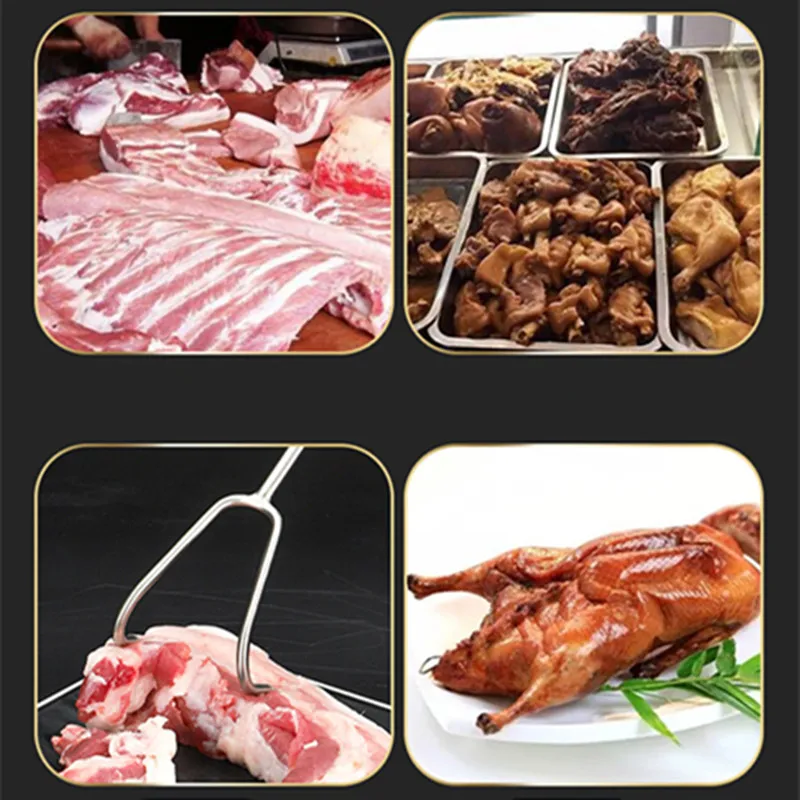 Stainless Steel Wooden Handle Bacon Fork Turkey Forks Roast Meat Heat Insulation Butcher Tools Barbecue Cooking Accessories