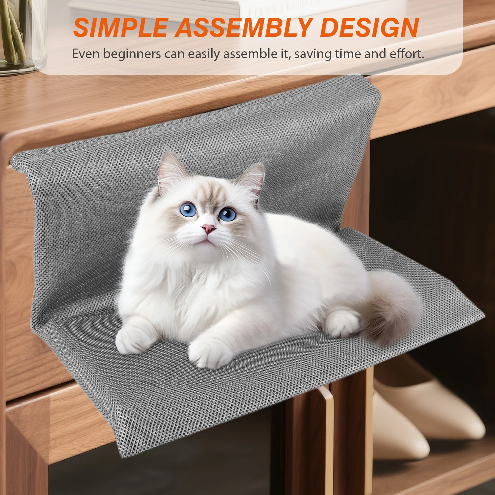 Cat Pet Animal Hanging Bed Detachable and Foldable Pet Cat Stand Bed Cats L-shaped Hammock for Cats and Kittens