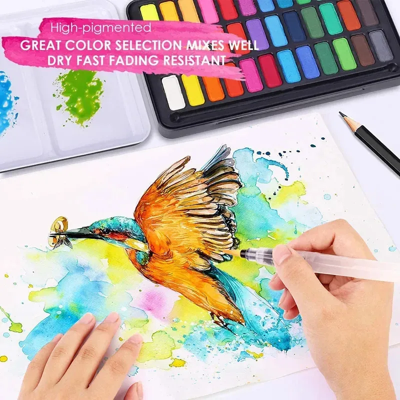 Set di acquerelli professionali 18/24 colori pigmento per pittura ad acquerello con pennello e set di pittura su carta per acquerello 5