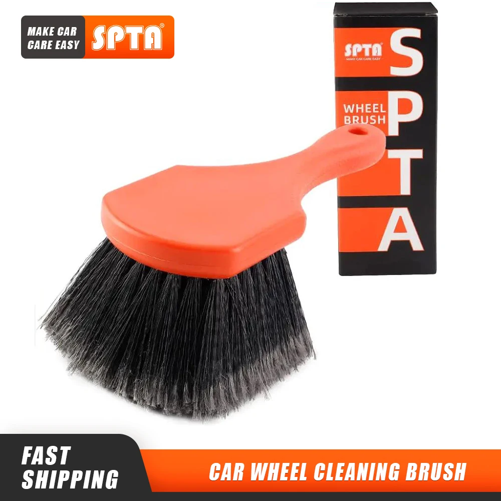 1PC Soft Bristle Car Wheel Tire Wash Brush for Rim Interior & Exterior Surface Cleaning Orange Handle for Easy Scrubbing car cleaning brush